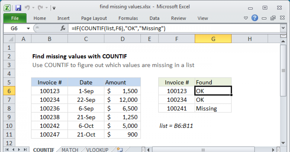 How To Find Missing Numbers In Excel Formula